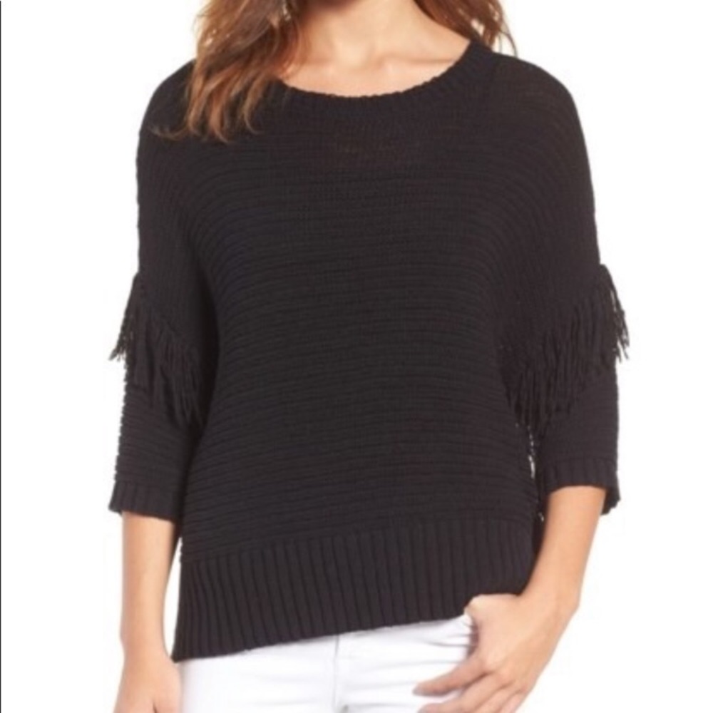 Rebecca Minkoff•Fringe Black Sweater•Size S